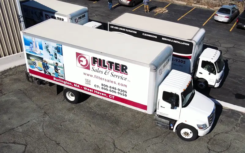 drone shot of filter sales truck